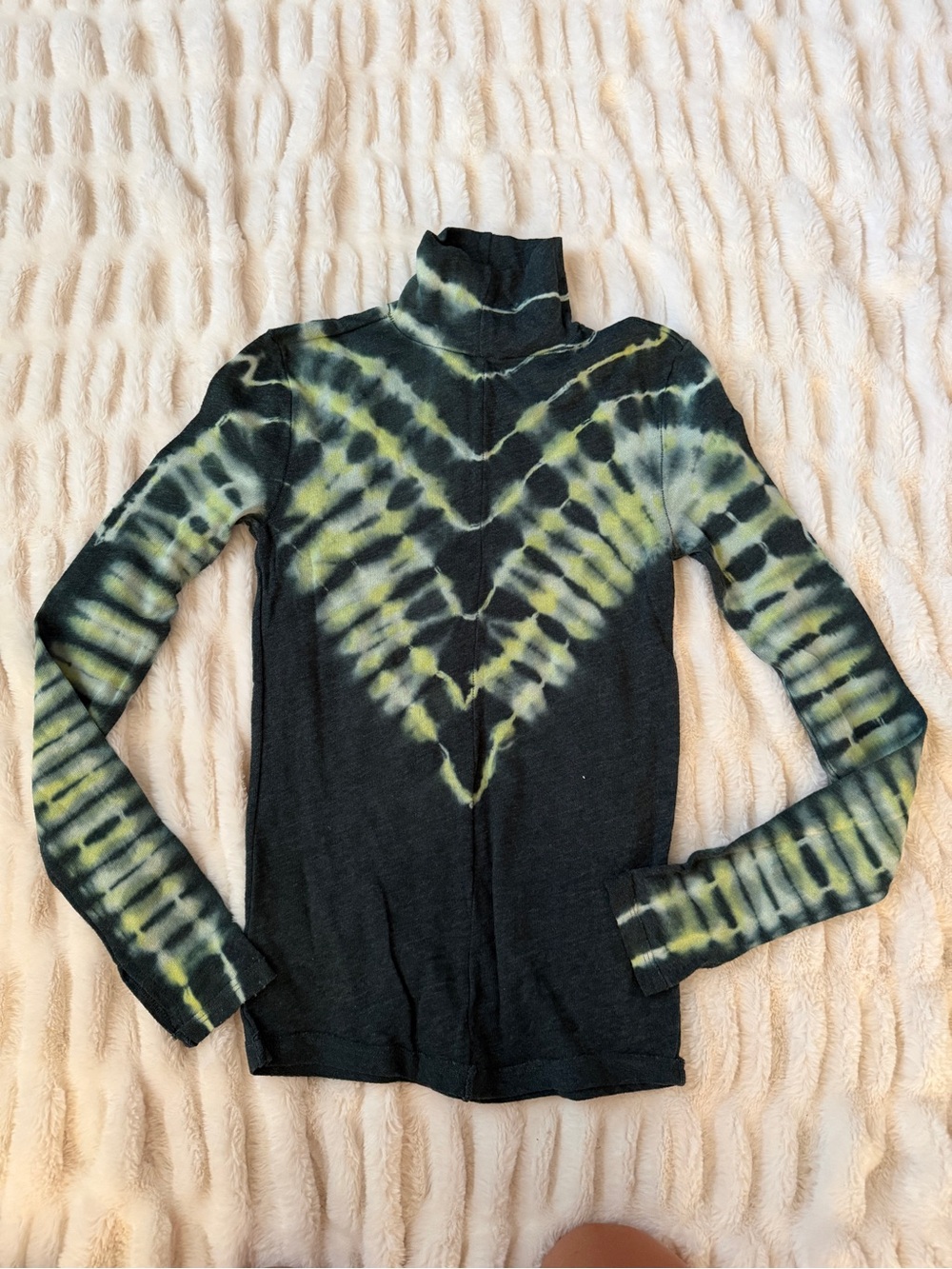 We The Free Black & Yellow Tie-Dye Turtleneck Long Sleeve Top